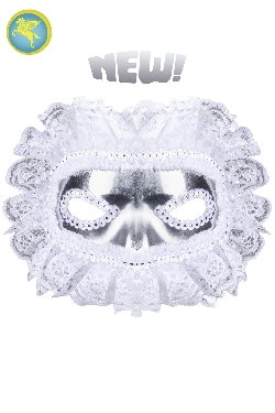 MASCHERA ARTIGIANALE CON MERLETTO BIANCO